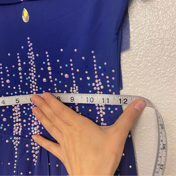 Custom solo dance ice skating ballet costume blue ombre rhinestoned dress LC - Picture 14 of 15